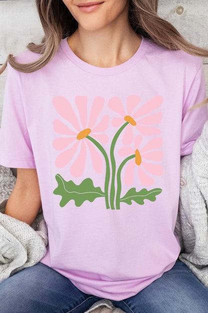 Botanical Pink Daisy Flowers Graphic T Shirts