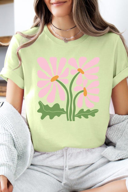 Botanical Pink Daisy Flowers Graphic T Shirts