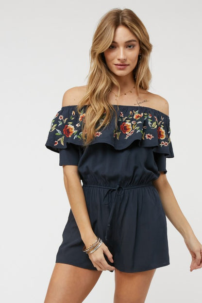 Floral Embroidered Romper