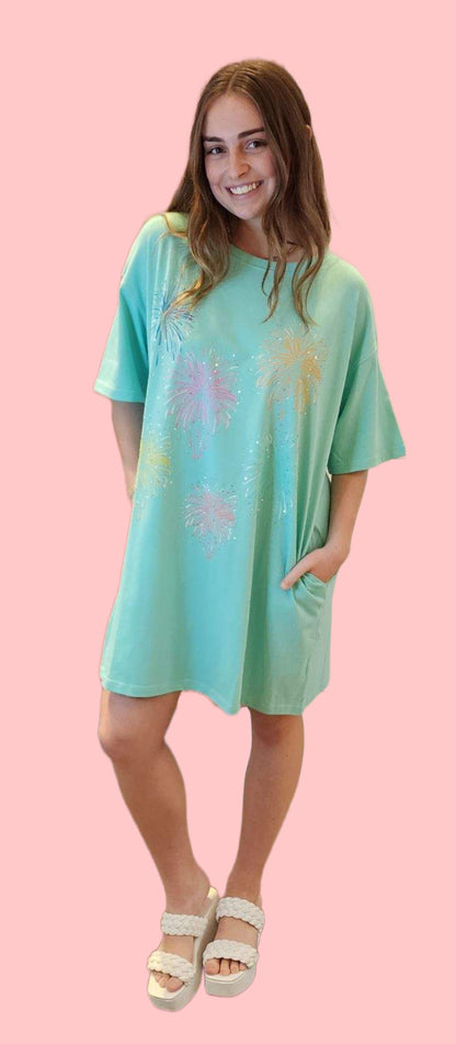 Rhinestone Fireworks Tee Dress