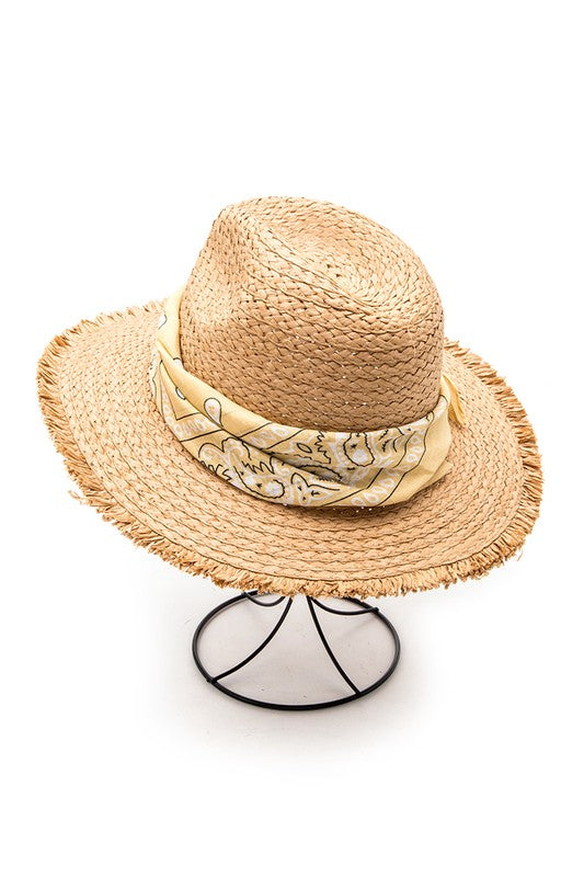 Bandana Convertible Fringe Straw Hat