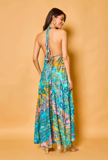 Silk Halter Maxi Dress