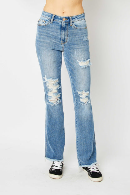 Judy Blue Raw Hem Bootcut Jeans