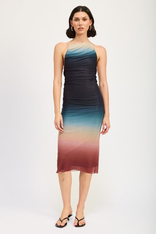 HALTER NECK OMBRE MAXI DRESS