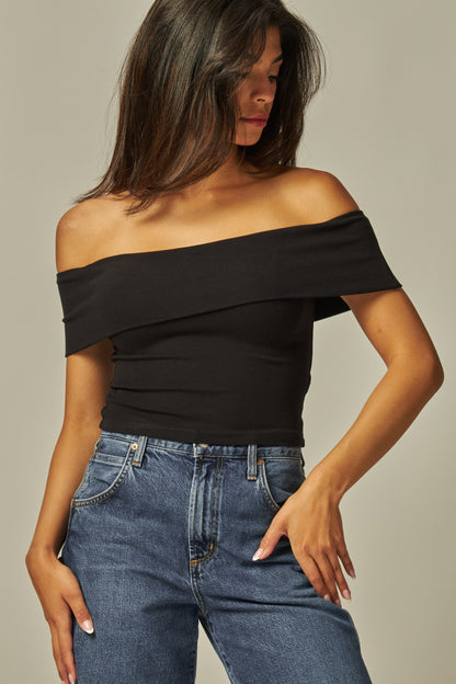 Ribbed Off Shoulder Top