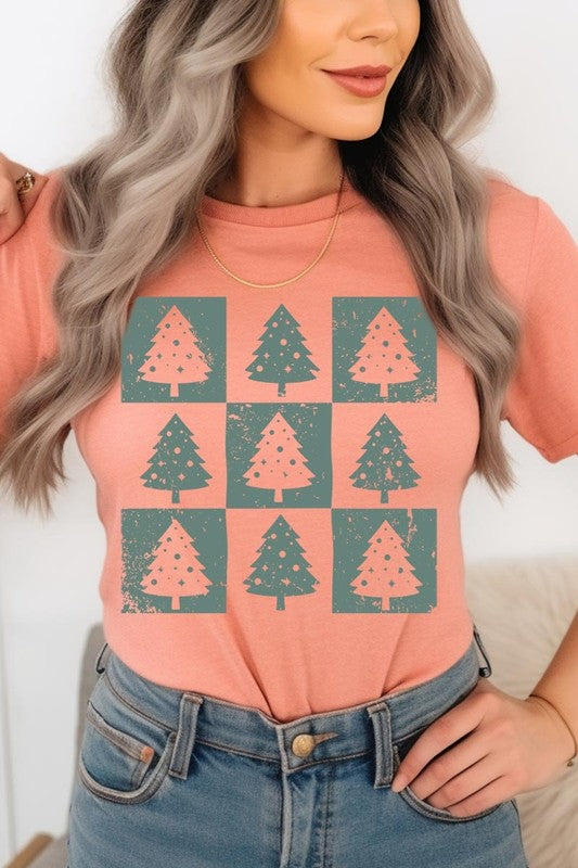 Checkered Christmas Tree Graphic Tee