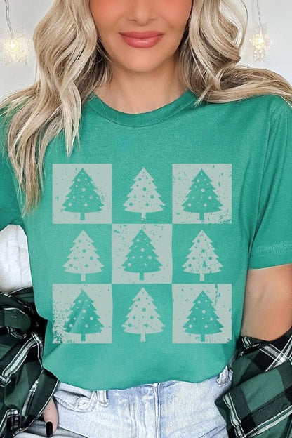 Checkered Christmas Tree Graphic Tee