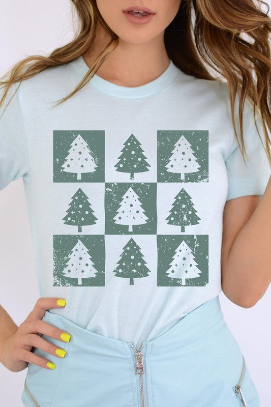 Checkered Christmas Tree Graphic Tee