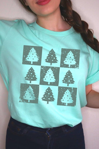 Checkered Christmas Tree Graphic Tee