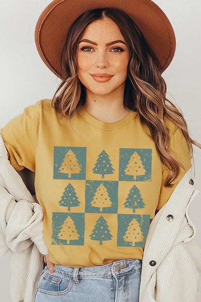 Checkered Christmas Tree Graphic Tee