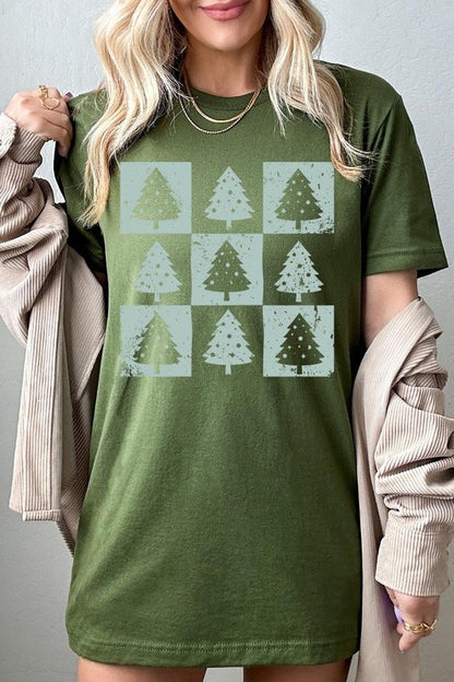 Checkered Christmas Tree Graphic Tee