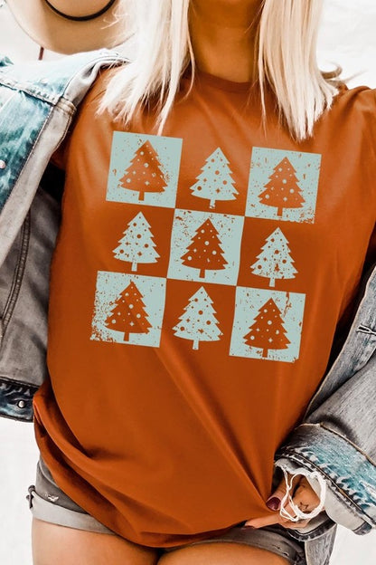 Checkered Christmas Tree Graphic Tee