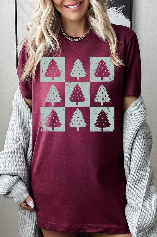 Checkered Christmas Tree Graphic Tee