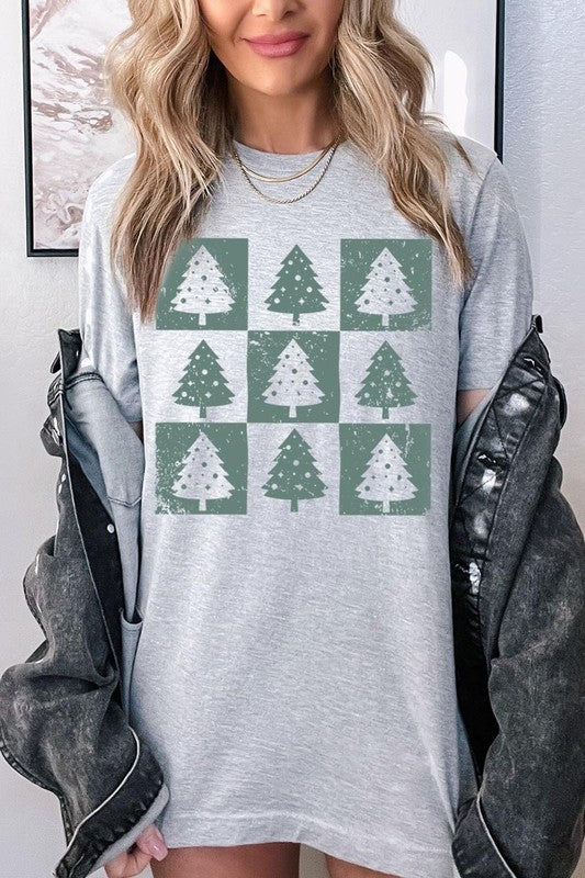 Checkered Christmas Tree Graphic Tee