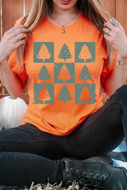 Checkered Christmas Tree Graphic Tee