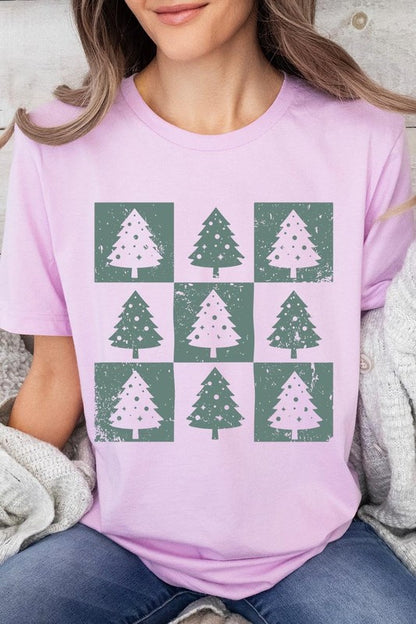 Checkered Christmas Tree Graphic Tee