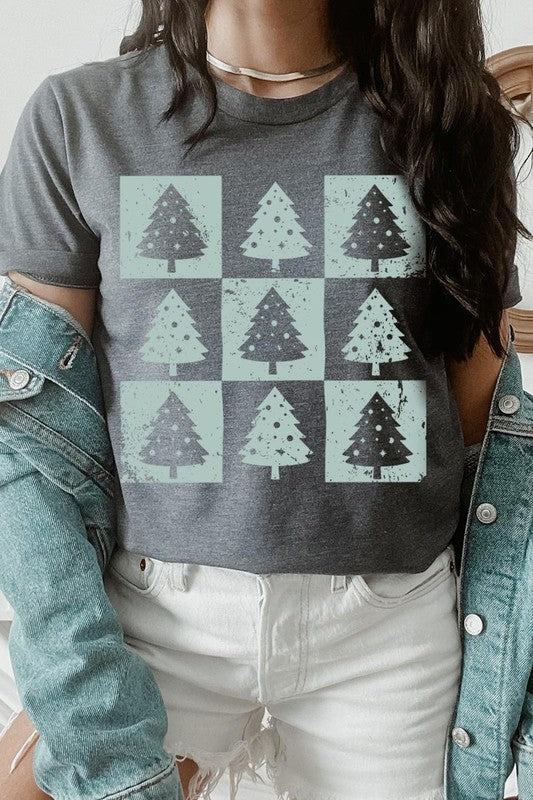 Checkered Christmas Tree Graphic Tee