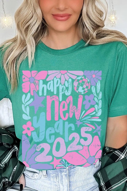 Floral Happy new year 2025 Graphic Tee