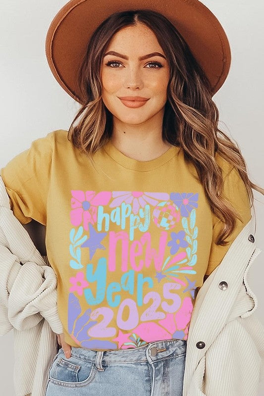 Floral Happy new year 2025 Graphic Tee