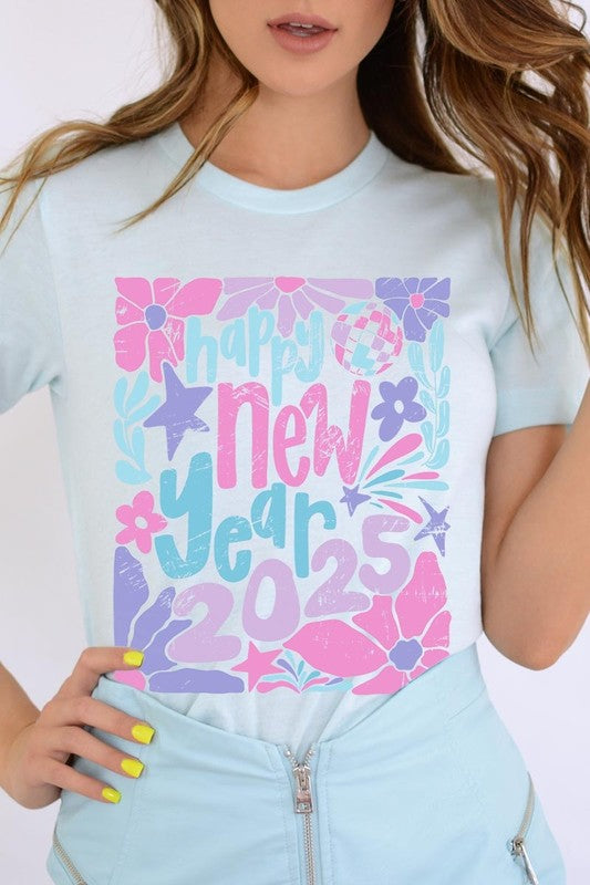 Floral Happy new year 2025 Graphic Tee