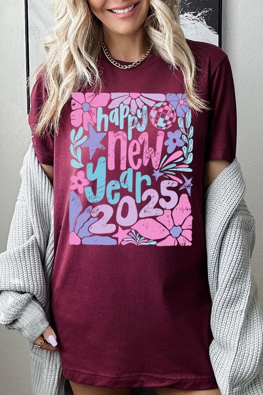 Floral Happy new year 2025 Graphic Tee