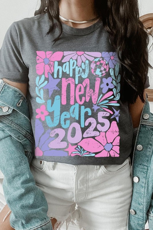 Floral Happy new year 2025 Graphic Tee