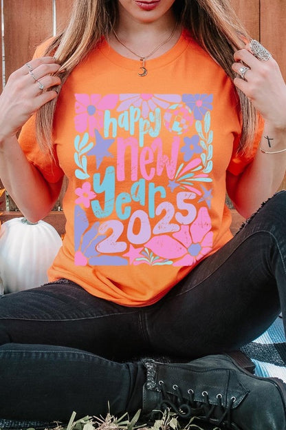 Floral Happy new year 2025 Graphic Tee