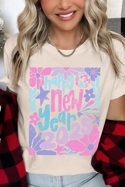 Floral Happy new year 2025 Graphic Tee