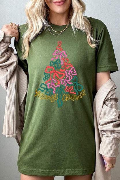 Coquette Bow Christmas Tree Graphic Tee