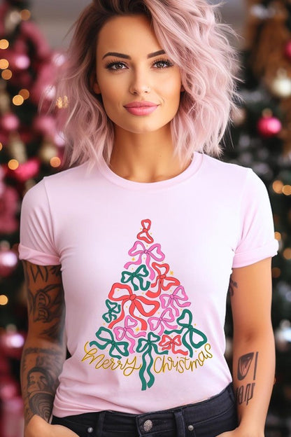 Coquette Bow Christmas Tree Graphic Tee