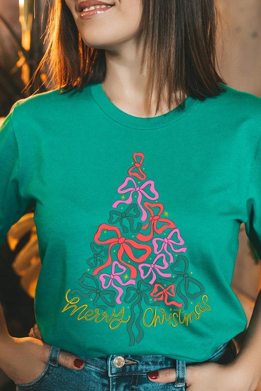 Coquette Bow Christmas Tree Graphic Tee