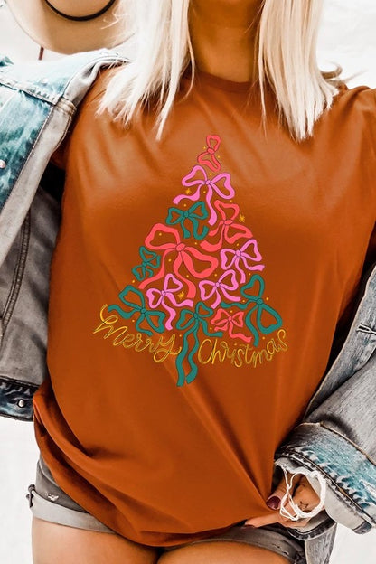 Coquette Bow Christmas Tree Graphic Tee