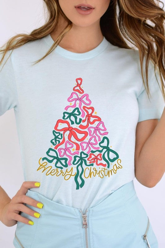 Coquette Bow Christmas Tree Graphic Tee