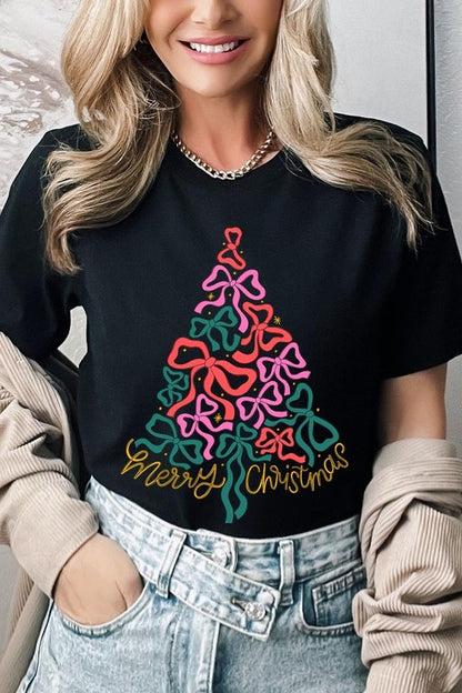 Coquette Bow Christmas Tree Graphic Tee