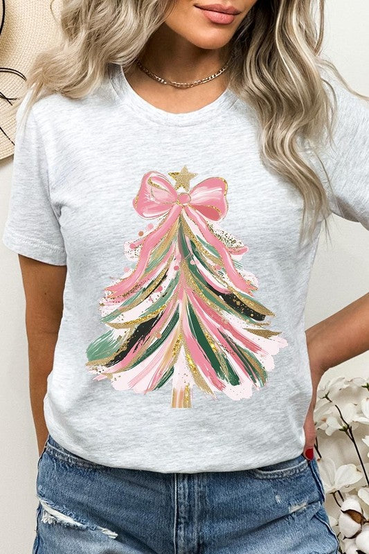 Pink Bow Christmas Tree Graphic Tee