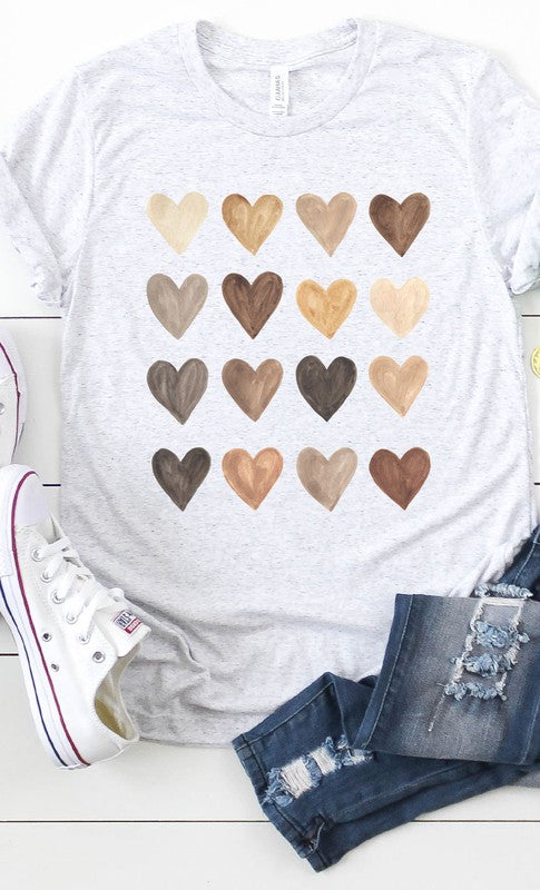 Neutral Heart Grid Graphic Tee