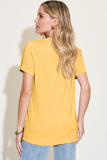 Famous Bamboo V-Neck High-Low Tee