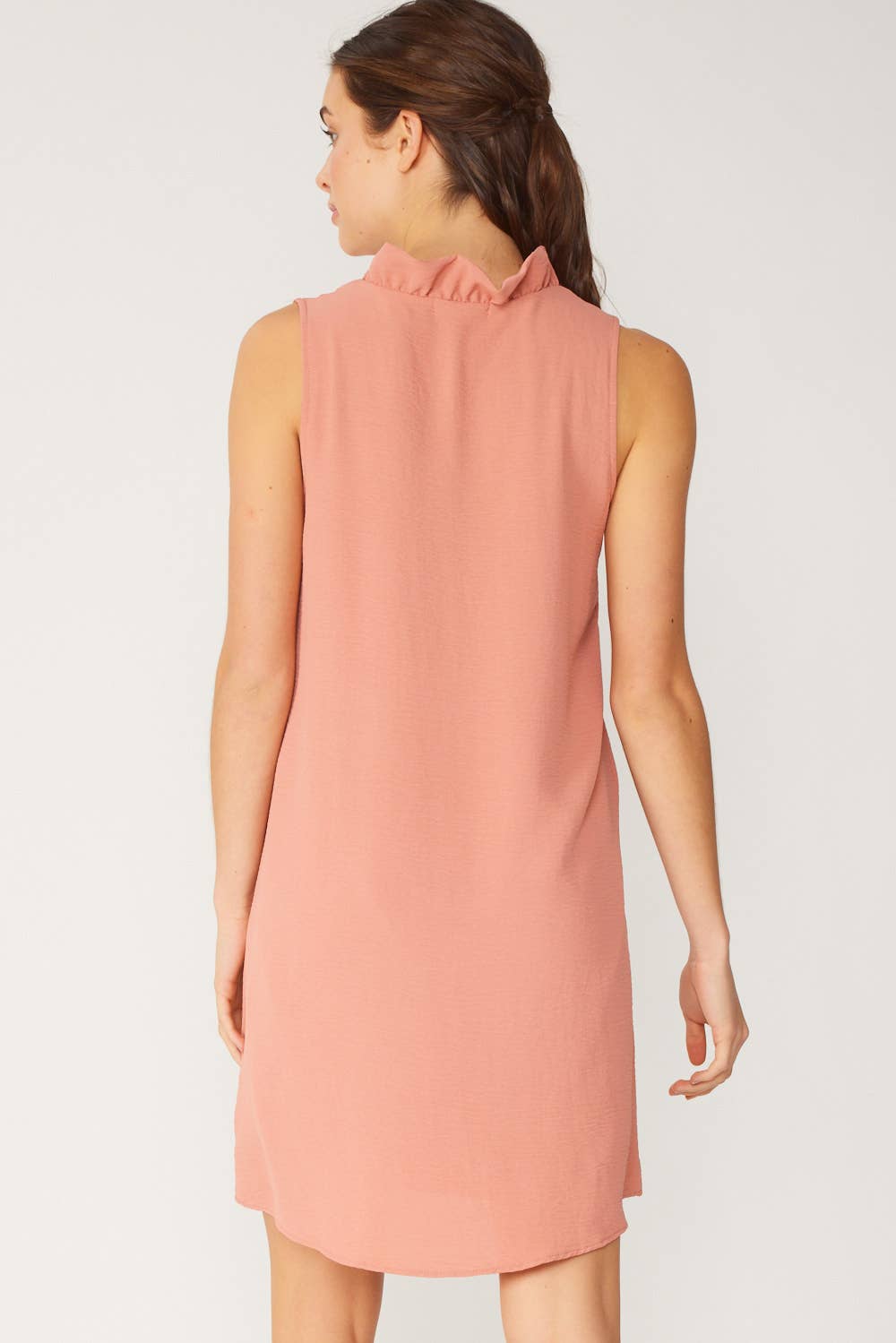 SLEEVELESS SOLID WOVEN DRESS