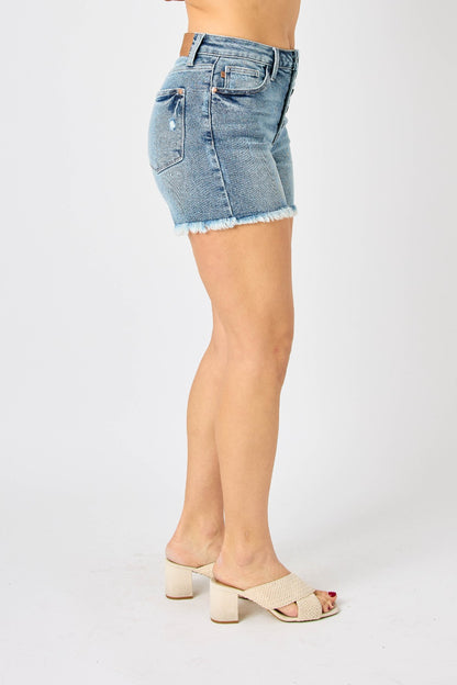 Judy Blue-Raw Hem Denim Shorts