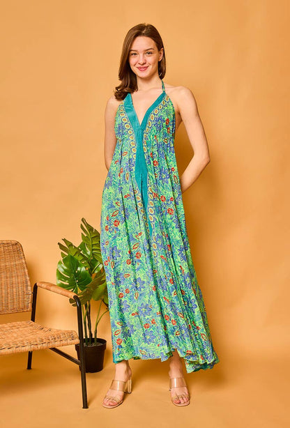 Silk Halter Maxi Dress