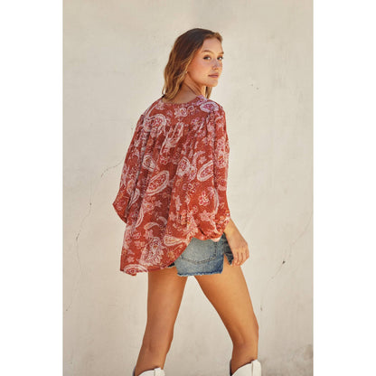 Rose Paisley Batwing Blouse