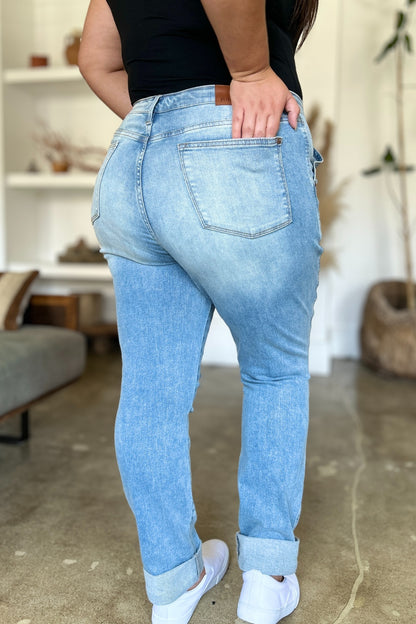 Judy Blue Full Size Distressed Straight Jeans