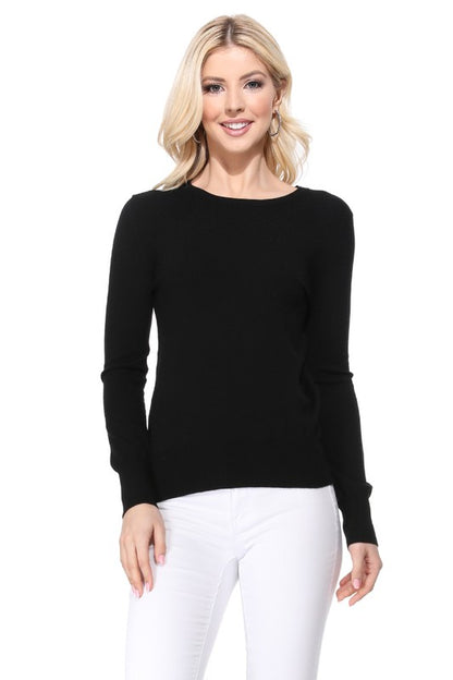 Crew Neck Long Sleeve Light Basic Casual Knit Top