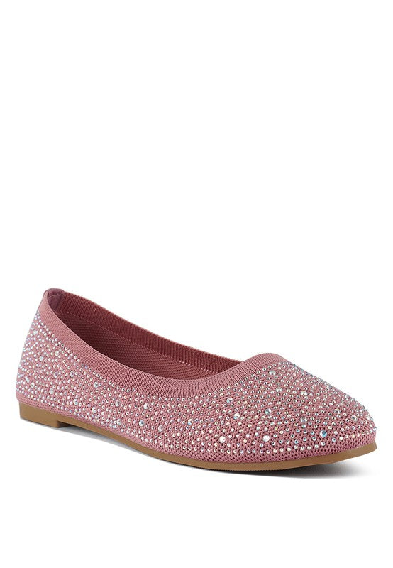 Splash Rhinestones Embellished Ballet Flats