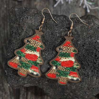 Christmas Tree PU Leather Earrings