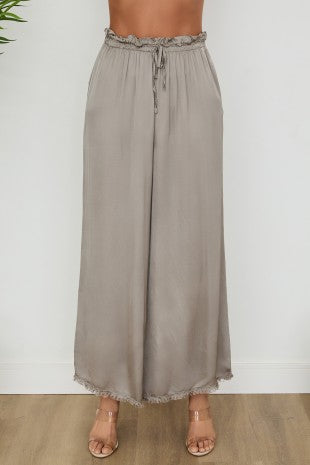 Silk Elastic Wide Leg Pants