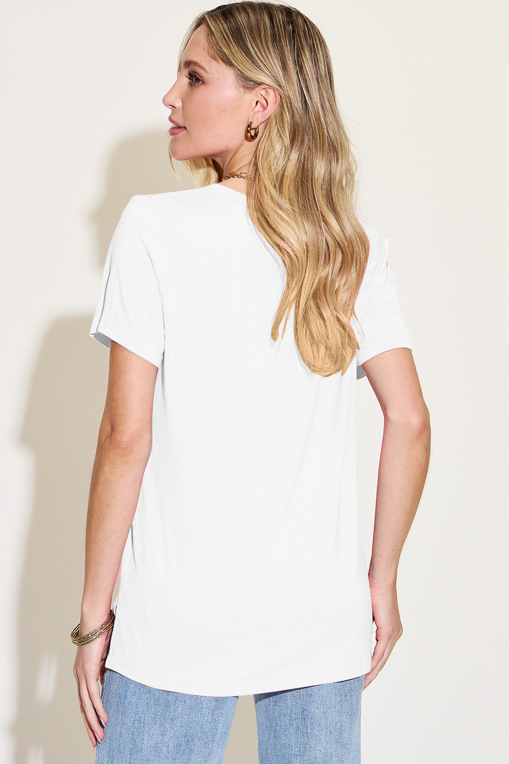 Famous Bamboo V-Neck High-Low Tee