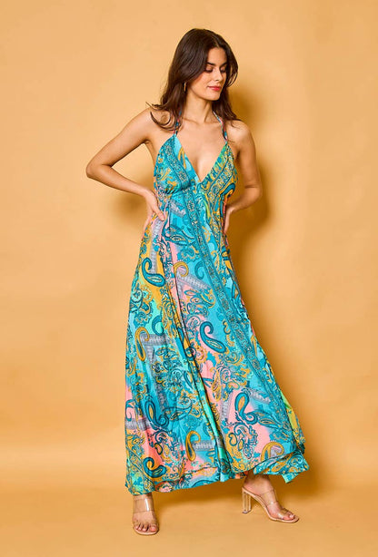 Silk Halter Maxi Dress