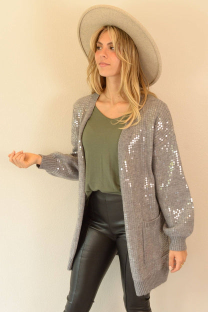 SEQUIN LONG KNIT CARDIGAN-W2309JO56492