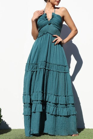 V-neck Maxi, Deep Teal
